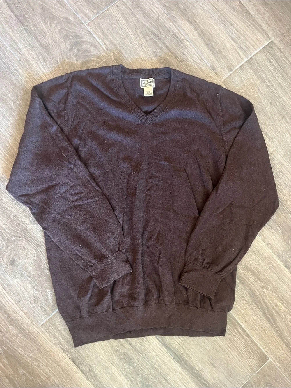 L.L. Bean Men's V-Neck Sweater in Dark Brown